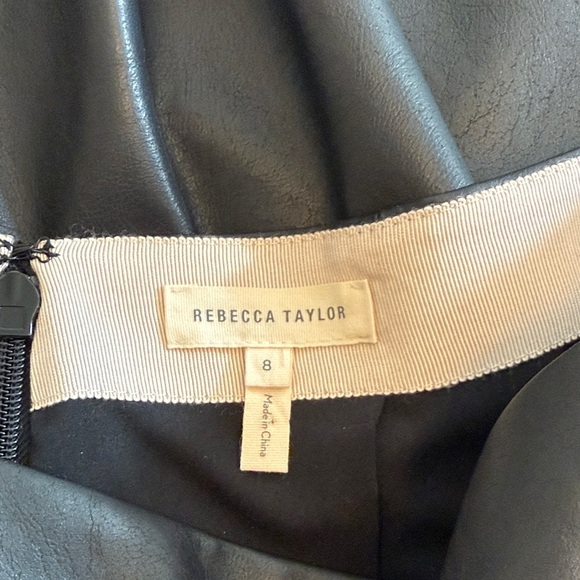 Rebecca Taylor Elegant Black Vegan Leather Ruffled Mini Skirt Size 8 - Picture 3 of 6